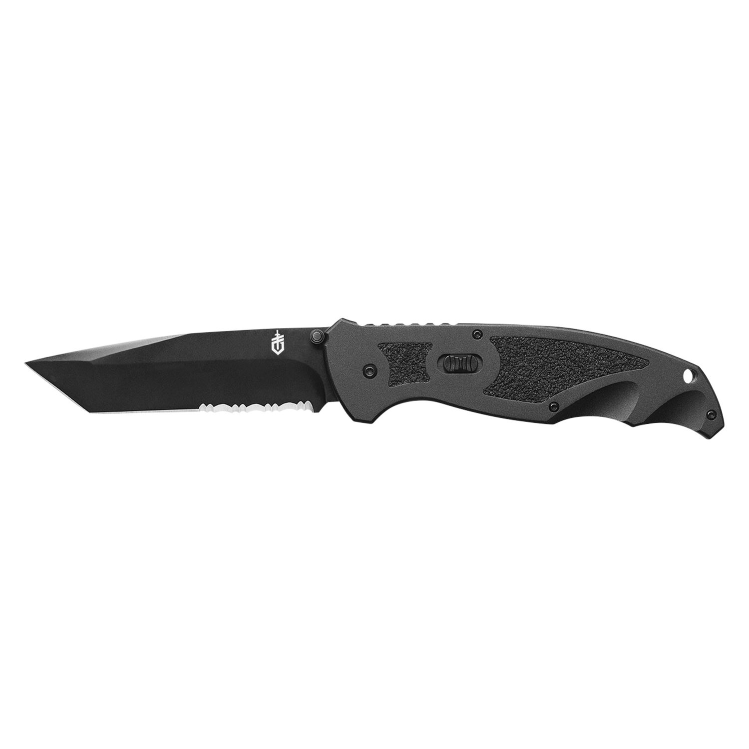 Answer F.A.S.T. - Tanto. Serrated